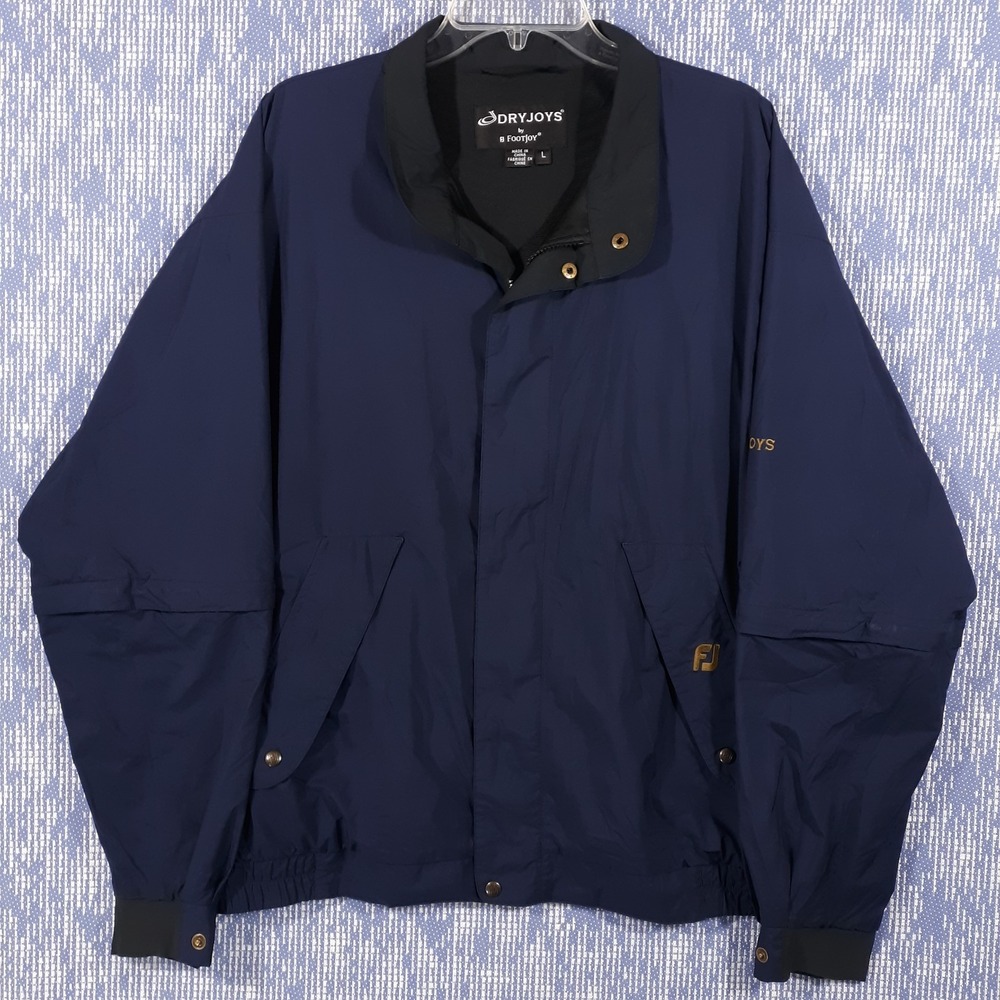 Footjoy Dryjoys Waterproof Golf Jacket Full Zip Mens L Navy‎ Blue Classic